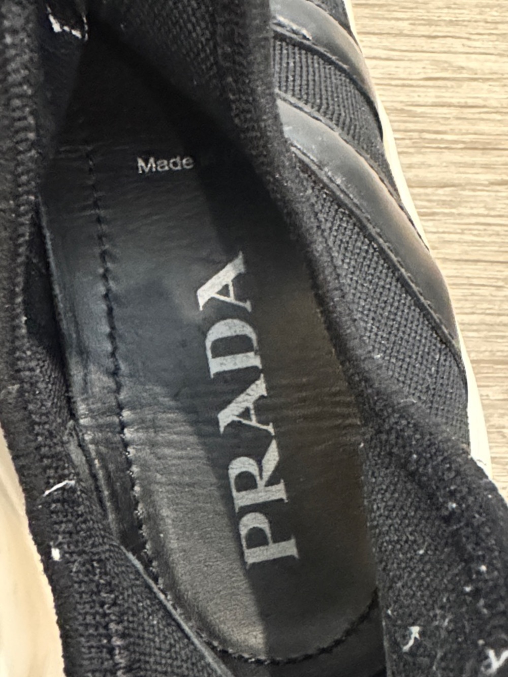 Prada, black and white sock pull on style sneakers size US 7 no laces - Picture 5 of 7